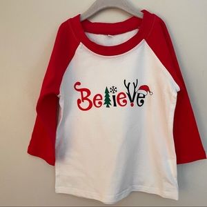 Believe Raglan Baseball Tee Size Toddler 3